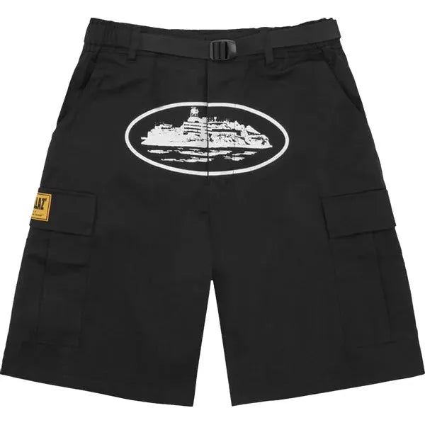 Corteiz - Guerillaz 23' Cargo Shorts (Black/White)