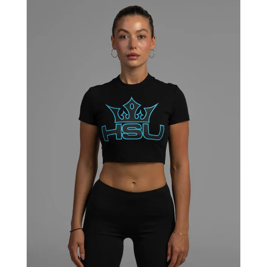 HSU - Womens Cropped Ribbed Tee (Blue)