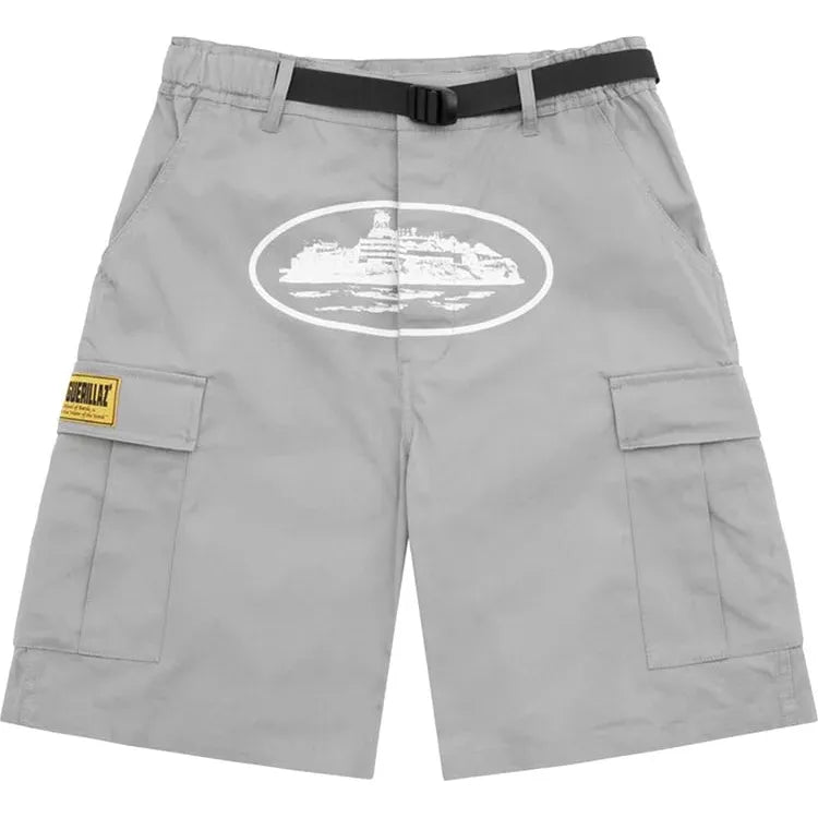 Corteiz - Guerillaz 23' Cargo Shorts (Grey/White)