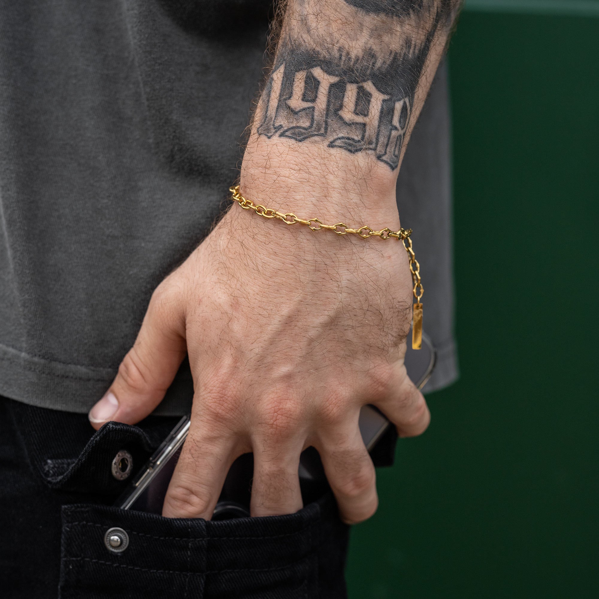 Statement Collective - "The Cathedral" 6mm Spiked Link Chain Bracelet (Gold)