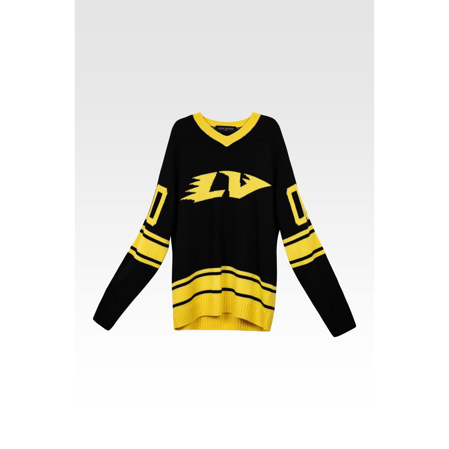 SS22 Louis Vuitton Football Intarsia Black and Yellow Pullover