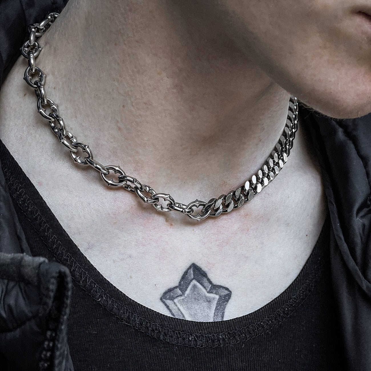 Statement Collective - “Split” Cathedral Link Spiked Chain (Adjustable)