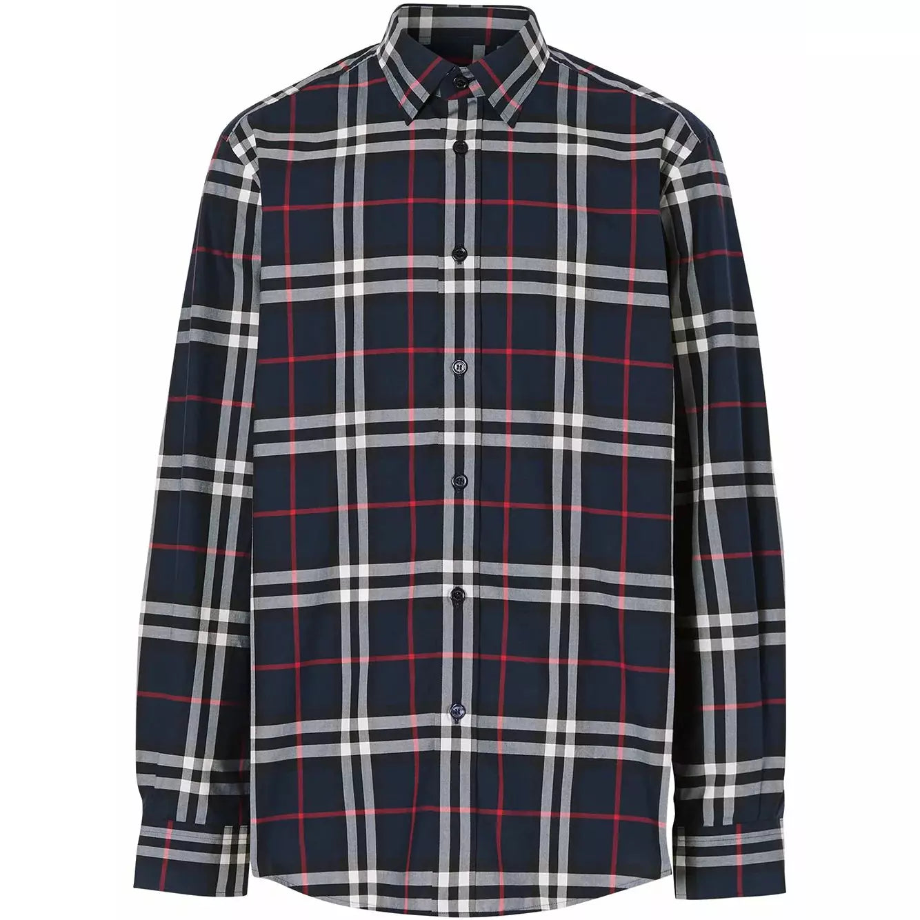 Burberry - Navy Check Long Sleeve Shirt