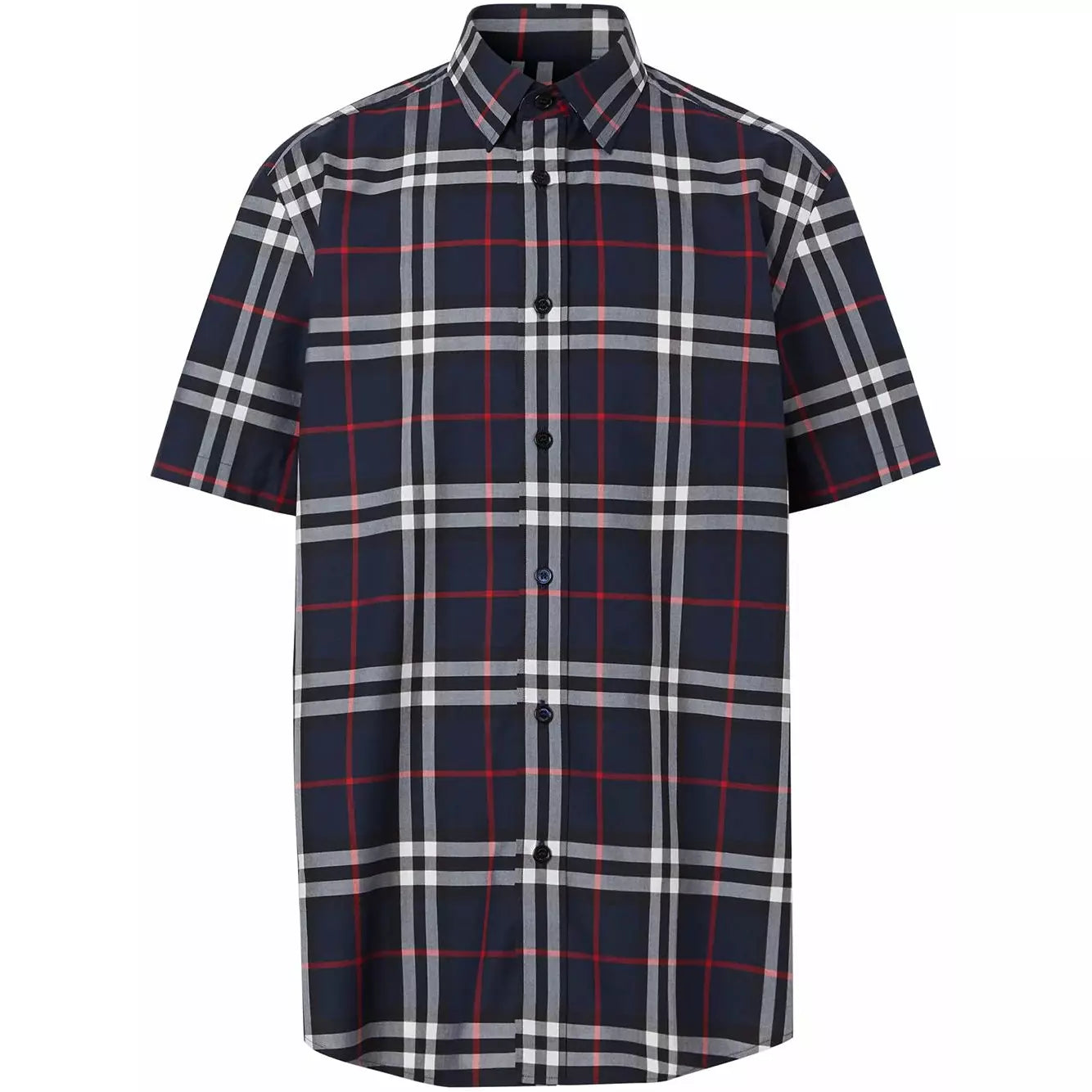 Burberry - Navy Check Short Sleeve Shirt