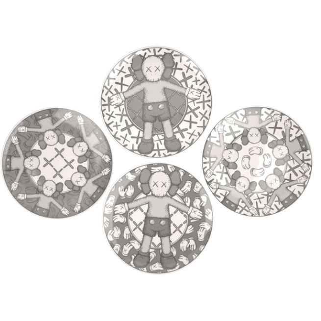 KAWS - NGV Ceramic Plates (Set of 4) Grey/White